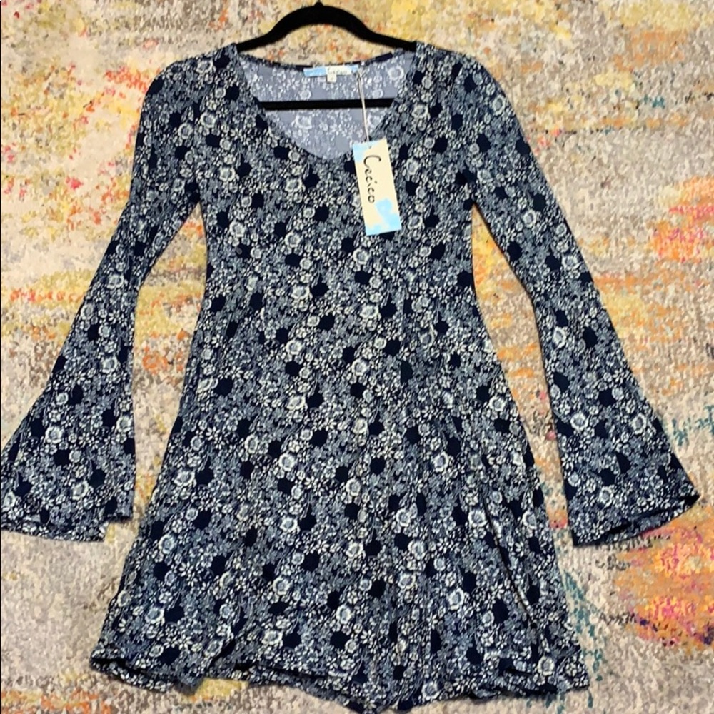 Velvet, bell-sleeve skater dress-NWT
